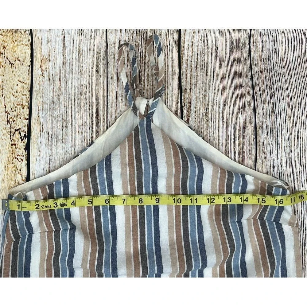 Le Lis Cassidy Stripe Halter Neck Dress Size Small Blue Taupe NWT‎